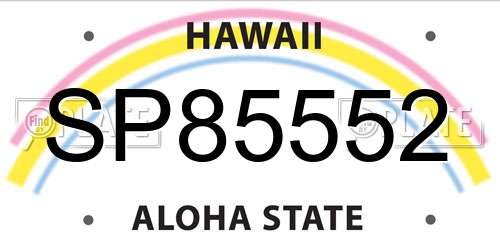 SP85552 Hawaii License Plate