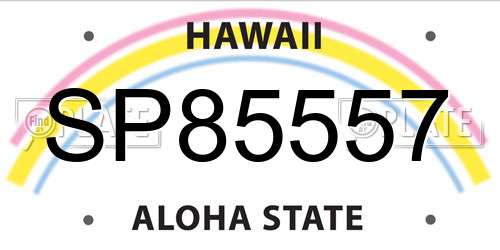 SP85557 Hawaii License Plate