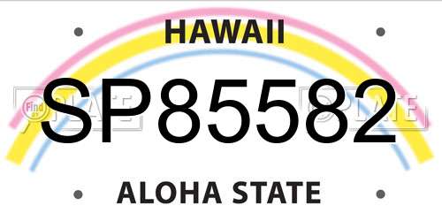 SP85582 Hawaii License Plate