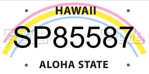 SP85587 Hawaii License Plate