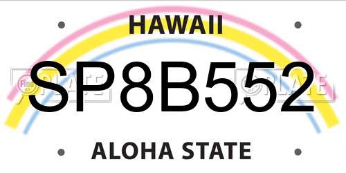 SP8B552 Hawaii License Plate