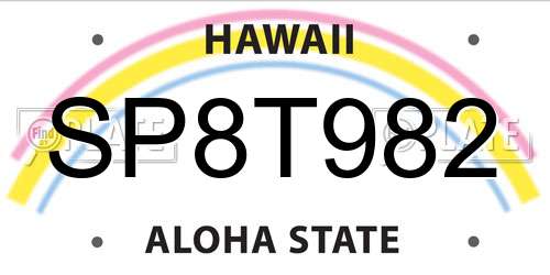 SP8T982 Hawaii License Plate