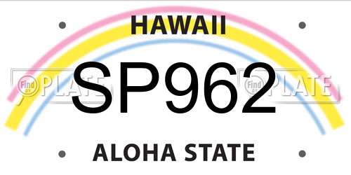 SP962 Hawaii License Plate