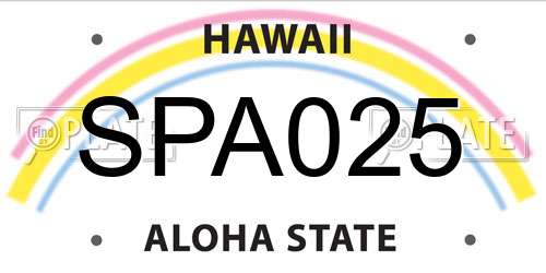 SPA025 Hawaii License Plate