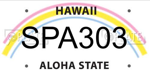 SPA303 Hawaii License Plate