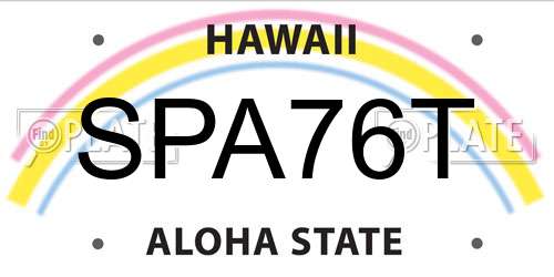 SPA76T Hawaii License Plate