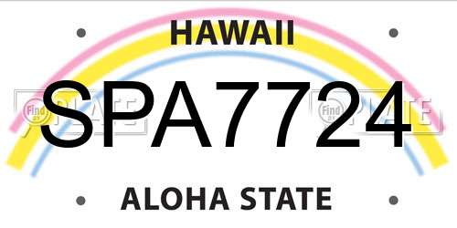 SPA7724 Hawaii License Plate