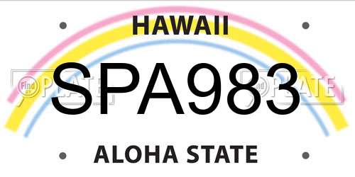 SPA983 Hawaii License Plate
