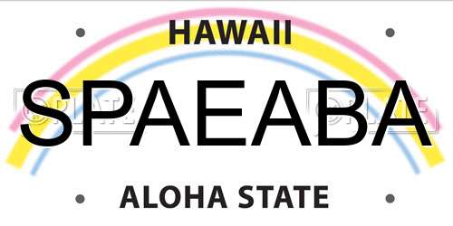 SPAEABA Hawaii License Plate