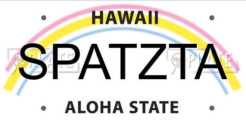 SPATZTA Hawaii License Plate