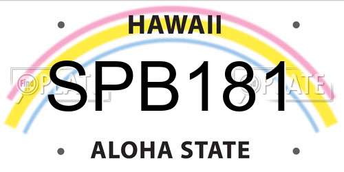 SPB181 Hawaii License Plate