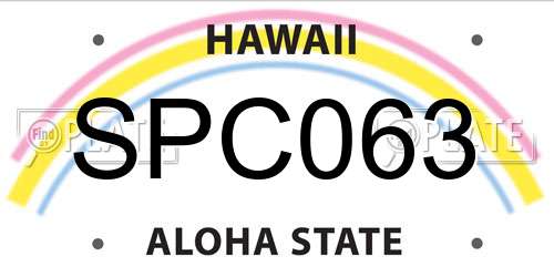 SPC063 Hawaii License Plate