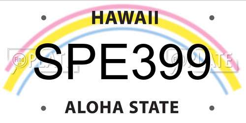SPE399 Hawaii License Plate