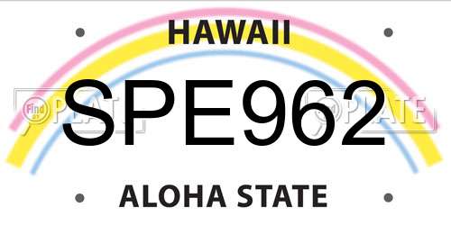 SPE962 Hawaii License Plate