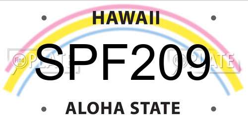 SPF209 Hawaii License Plate