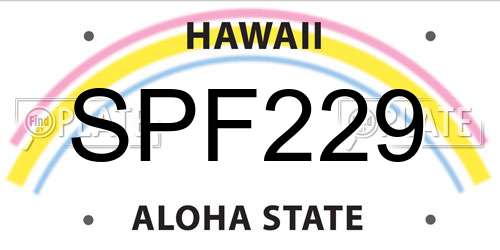 SPF229 Hawaii License Plate