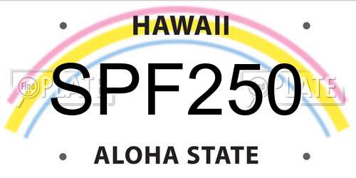 SPF250 Hawaii License Plate