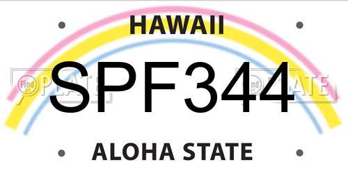 SPF344 Hawaii License Plate