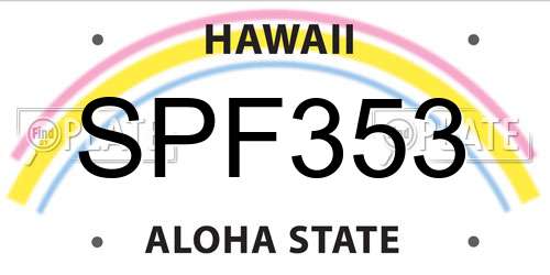 SPF353 Hawaii License Plate
