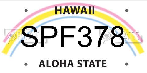 SPF378 Hawaii License Plate