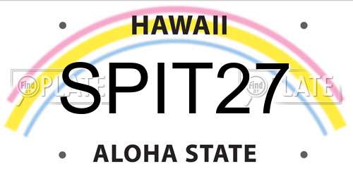 SPIT27 Hawaii License Plate
