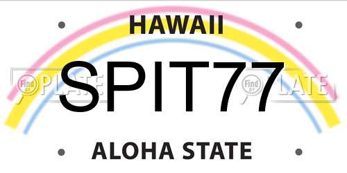 SPIT77 Hawaii License Plate