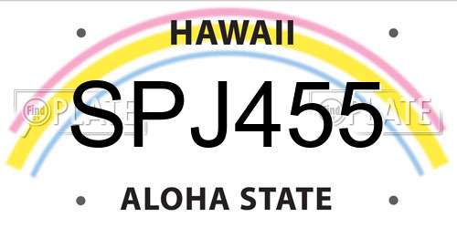 SPJ455 Hawaii License Plate