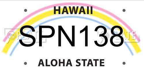 SPN138 Hawaii License Plate