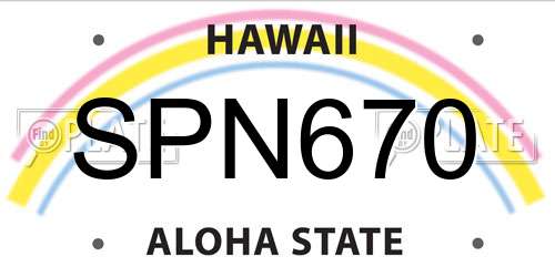 SPN670 Hawaii License Plate