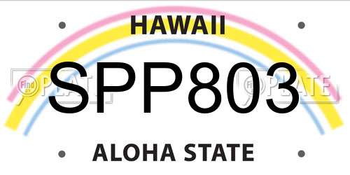 SPP803 Hawaii License Plate