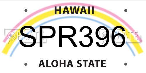 SPR396 Hawaii License Plate