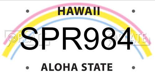 SPR984 Hawaii License Plate