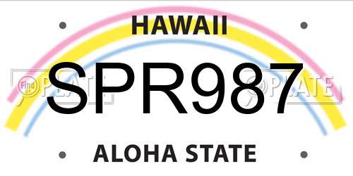 SPR987 Hawaii License Plate