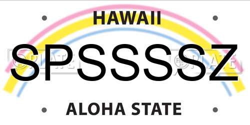 SPSSSSZ Hawaii License Plate