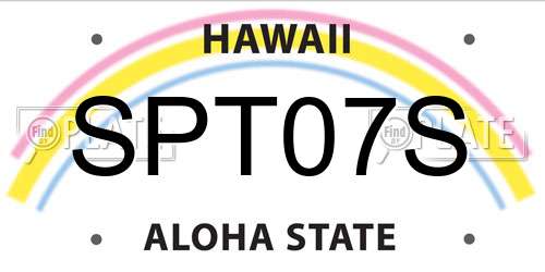 SPT07S Hawaii License Plate