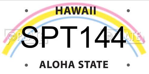 SPT144 Hawaii License Plate