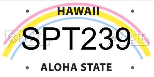 SPT239 Hawaii License Plate