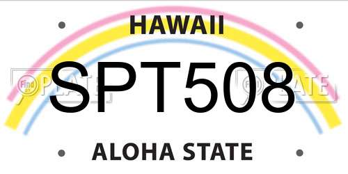 SPT508 Hawaii License Plate