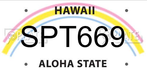 SPT669 Hawaii License Plate