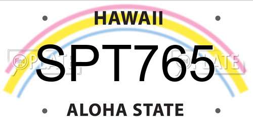 SPT765 Hawaii License Plate