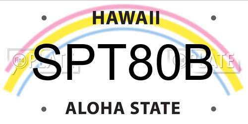 SPT80B Hawaii License Plate
