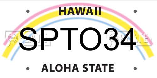 SPTO34 Hawaii License Plate