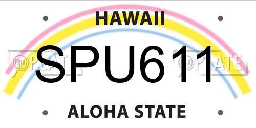 SPU611 Hawaii License Plate