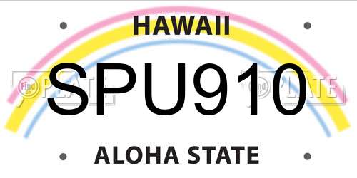 SPU910 Hawaii License Plate