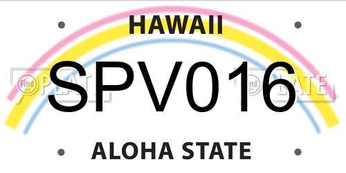 SPV016 Hawaii License Plate