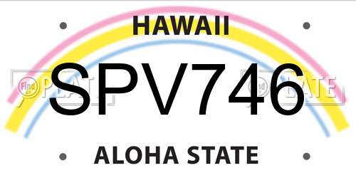 SPV746 Hawaii License Plate