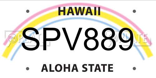 SPV889 Hawaii License Plate
