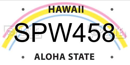 SPW458 Hawaii License Plate