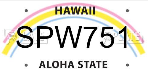 SPW751 Hawaii License Plate