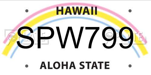 SPW799 Hawaii License Plate